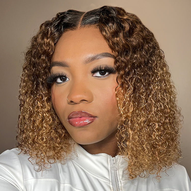 1 SEC INSTALL WIG | Sun-kissed Ombre Blonde Kinky Curly Glueless 5x5 Clouse Pre-Cut Lace Wig - US Only
