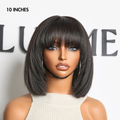Tiktok Exclusive Deal | Put On and Go Reddish Purple / Brown Highlight / Natural Black Layered Cut Yaki Straight Minimalist Lace Bob Wig with Bangs