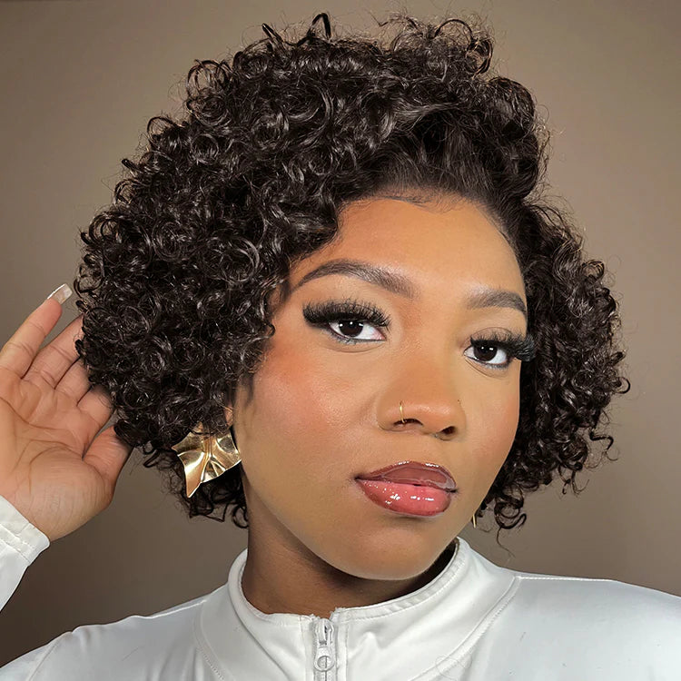 Tiktok Exclusive Deal | Put On and Go Reddish Purple / Brown Highlight / Natural Black Layered Cut Yaki Straight Minimalist Lace Bob Wig with Bangs