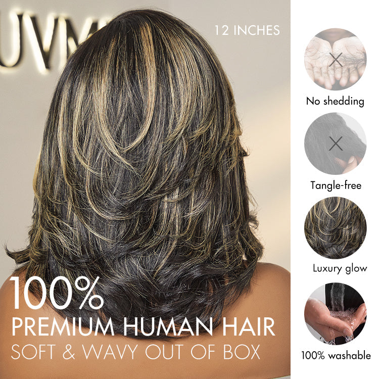 48H Delivery | Honey Blonde Highlight Layered Cut Glueless Wig Minimalist HD Lace Human Hair Wig -US ONLY