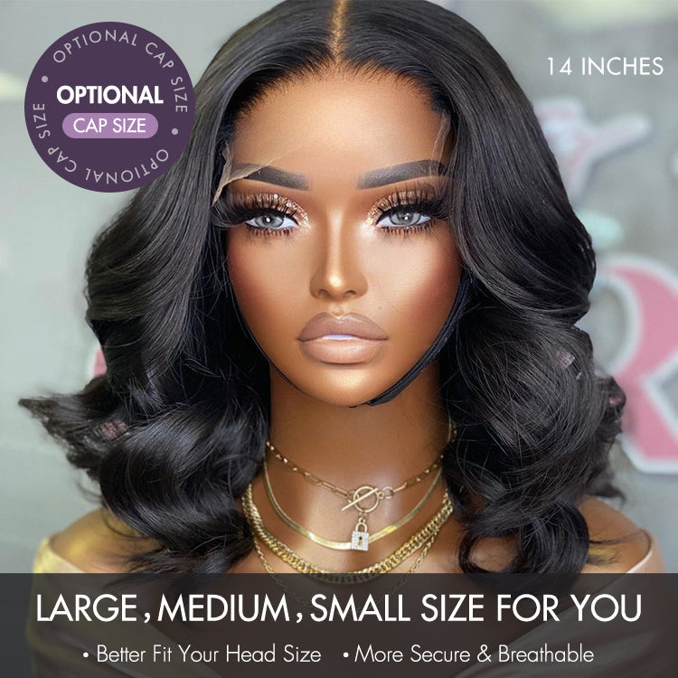 New Customers Only | 1 SEC INSTALL WIG | Gorgeous Natural Black Loose Wave 5x5 Closure Lace Glueless Short Wig 100% Human Hair | Large & Small Cap Size