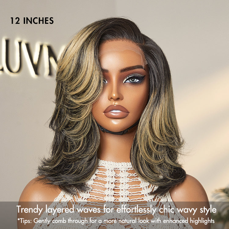 48H Delivery | Honey Blonde Highlight Layered Cut Glueless Wig Minimalist HD Lace Human Hair Wig -US ONLY