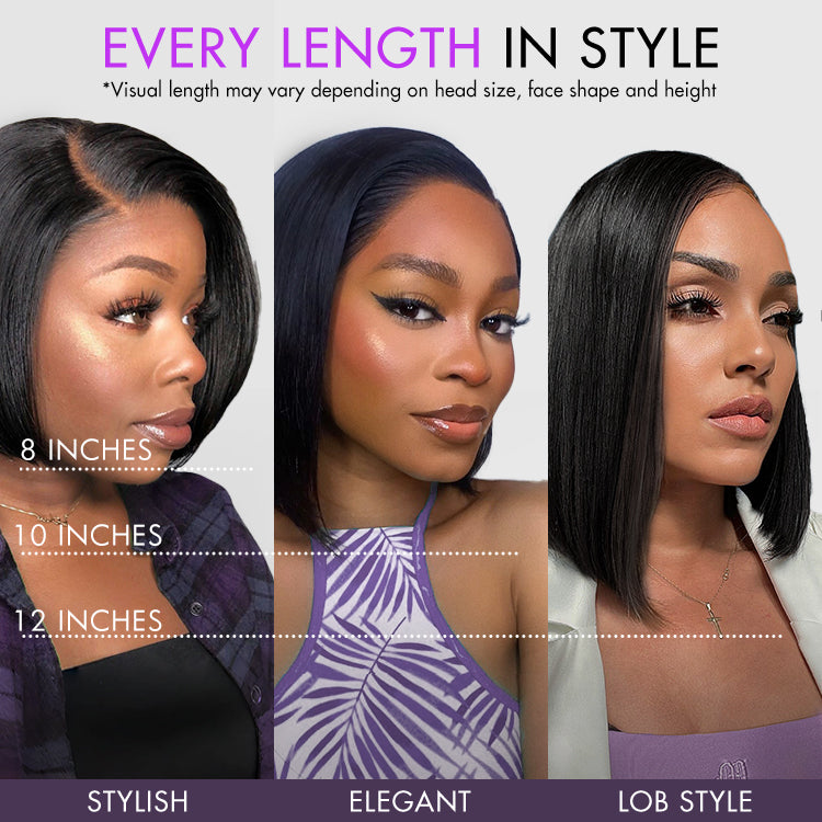 1 SEC INSTALL WIG | Pre-Styled Braided Silky Bob Glueless 4x4 Closure Lace Wig Pre Cut Lace - US Only