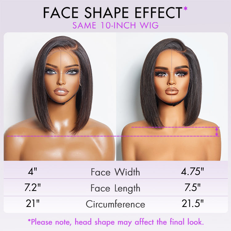Glueless 13x4 Frontal Lace Ear to Ear Silky Straight C Part Bob Wig Pre-bleached - US Only