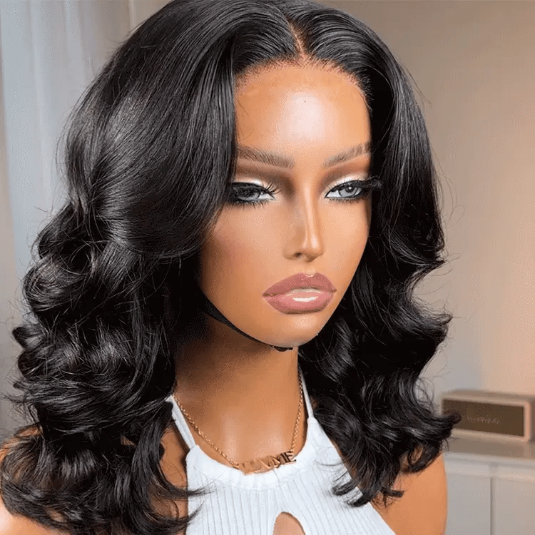 New Customers Only | 1 SEC INSTALL WIG | Gorgeous Natural Black Loose Wave 5x5 Closure Lace Glueless Short Wig 100% Human Hair | Large & Small Cap Size