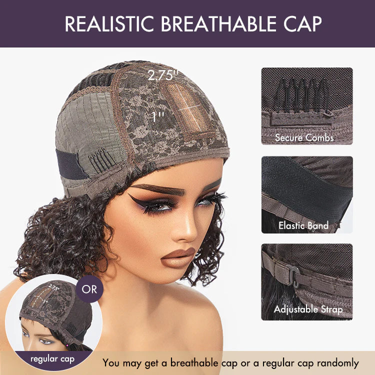 Tiktok Exclusive Deal | Put On and Go Reddish Purple / Brown Highlight / Natural Black Layered Cut Yaki Straight Minimalist Lace Bob Wig with Bangs