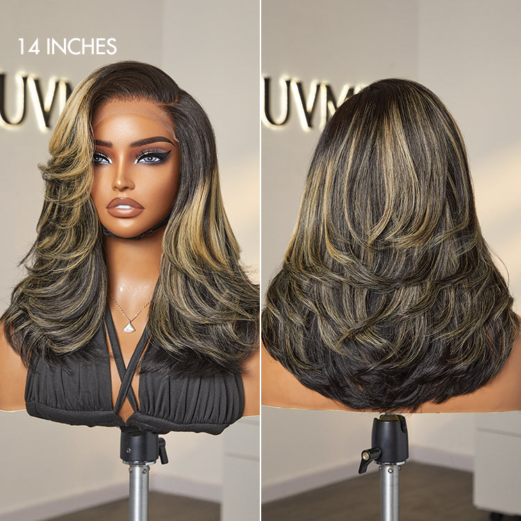 48H Delivery | Honey Blonde Highlight Layered Cut Glueless Wig Minimalist HD Lace Human Hair Wig -US ONLY