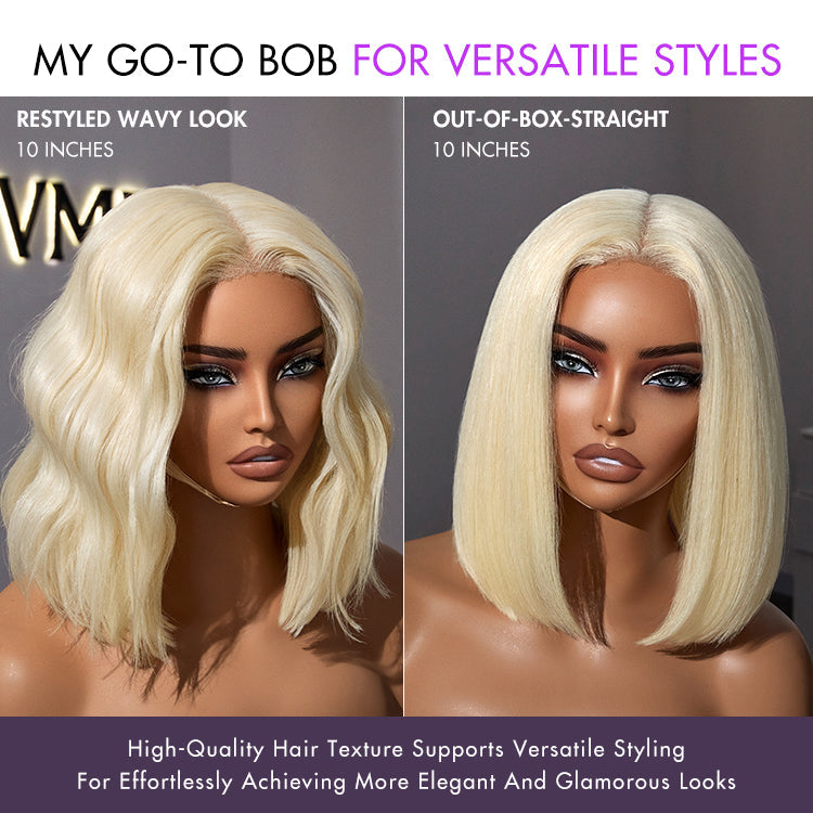 LUVME COLOR FREEDOM™ - 613 Blonde Blunt Cut Bob Wig Glueless Deep Middle Part 2x6 HD Lace Wig Pre-Cut Lace