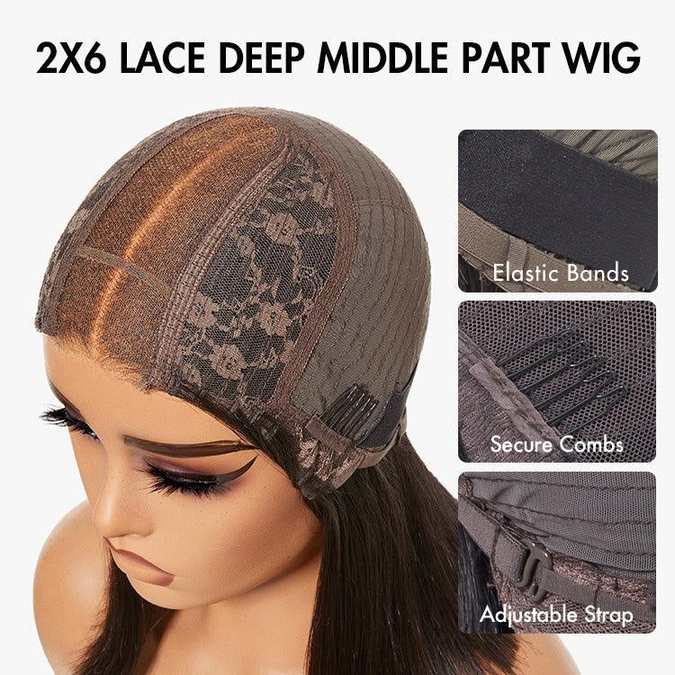 LUVME COLOR FREEDOM™ - 613 Blonde Blunt Cut Bob Wig Glueless Deep Middle Part 2x6 HD Lace Wig Pre-Cut Lace