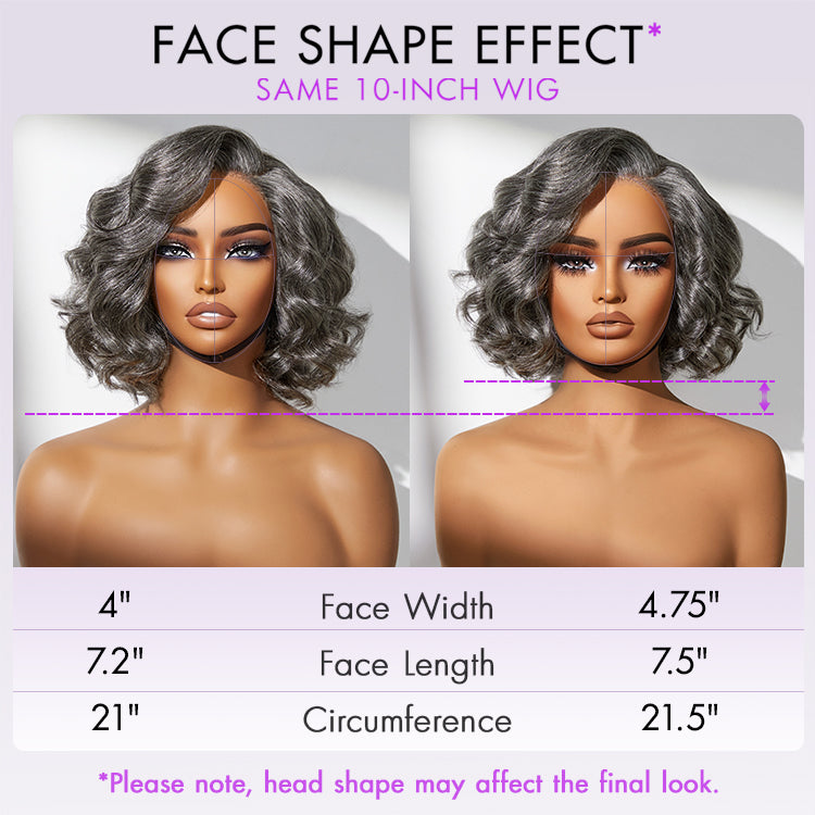 Weekly Special | Elegant Salt & Pepper Grey Wig Loose Body Wave Glueless Minimalist Lace Short Wig Pre-Cut Lace - US Only