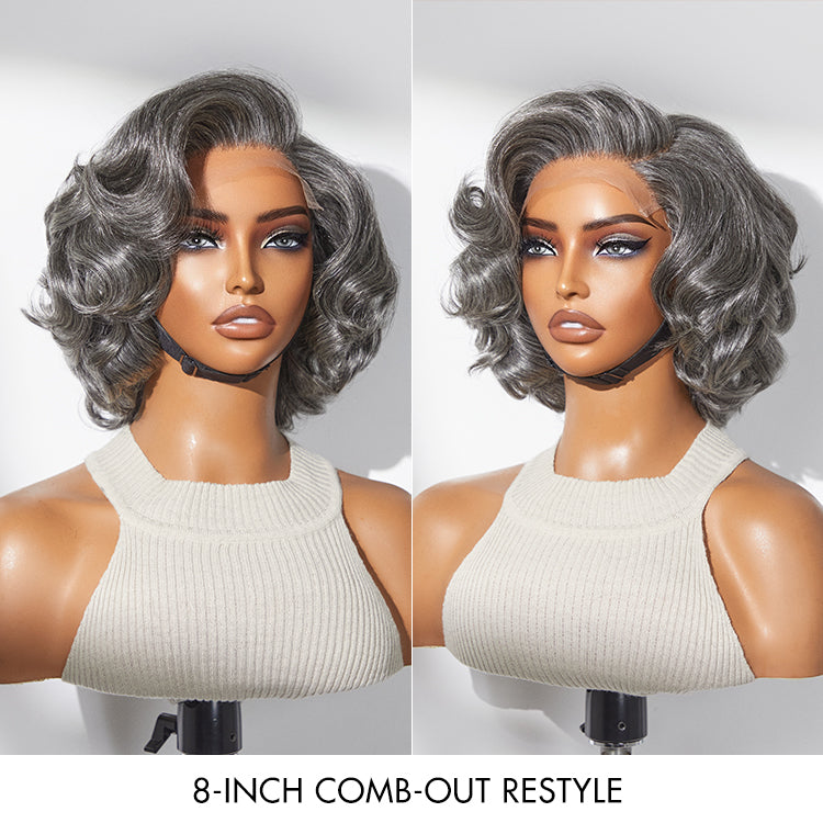 New Customers Only | 1 SEC INSTALL WIG | Mature Boss Brown Ombre Highlight / Natural Black / Salt and Pepper Loose Wave Glueless Minimalist HD Lace Wig