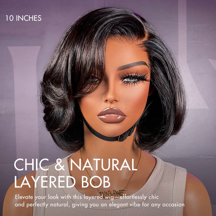 Weekly Special | Super Natural C Part Natural Black / Blonde Highlight Glueless Lace Bob Wig 100% Human Hair