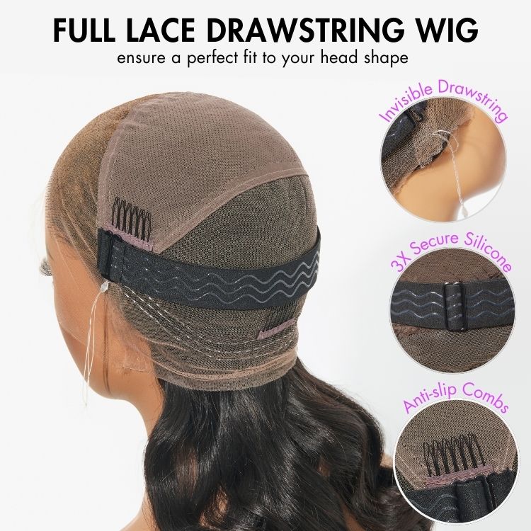 Exclusive Sale | Luvme Hair Full Lace Classy Natural Black Body Wave / Straight Free Parting Half Up Half Down Wig