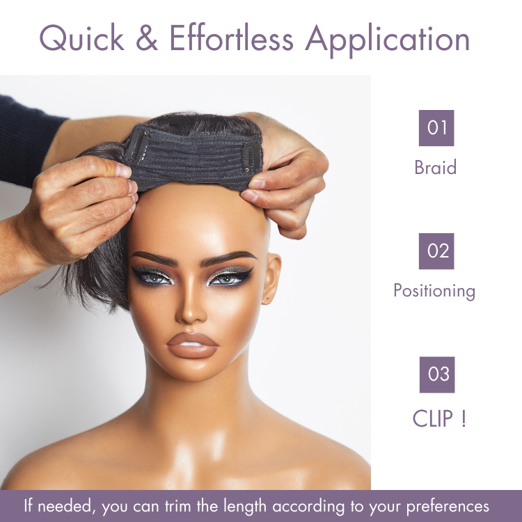 Straight Clip in Hair Topper with Bangs 100% Human Hair