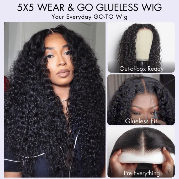 Exclusive Sale | AiryFit™ Scalp Care Wigs | Effortless Water Wave Snugfit Glueless 5x5 Closure Pre-Cut Lace Curly Wig