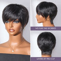 New Customers Only | Throw On & Go Short Cut with Bangs Wig Ultra Comfort Cotton Cap Glueless Wig Hair Loss Friendly