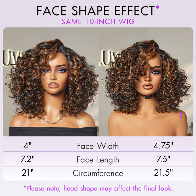 Crazy Wednesday | Effortless Elegance Brown Highlight / Natural Black Bouncy Curly Wig Minimalist HD Lace Glueless Wig Pre-Cut Lace