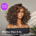 Weekly Special | Effortless Elegance Brown Highlight / Natural Black Bouncy Curly Wig Minimalist HD Lace Glueless Wig Pre-Cut Lace
