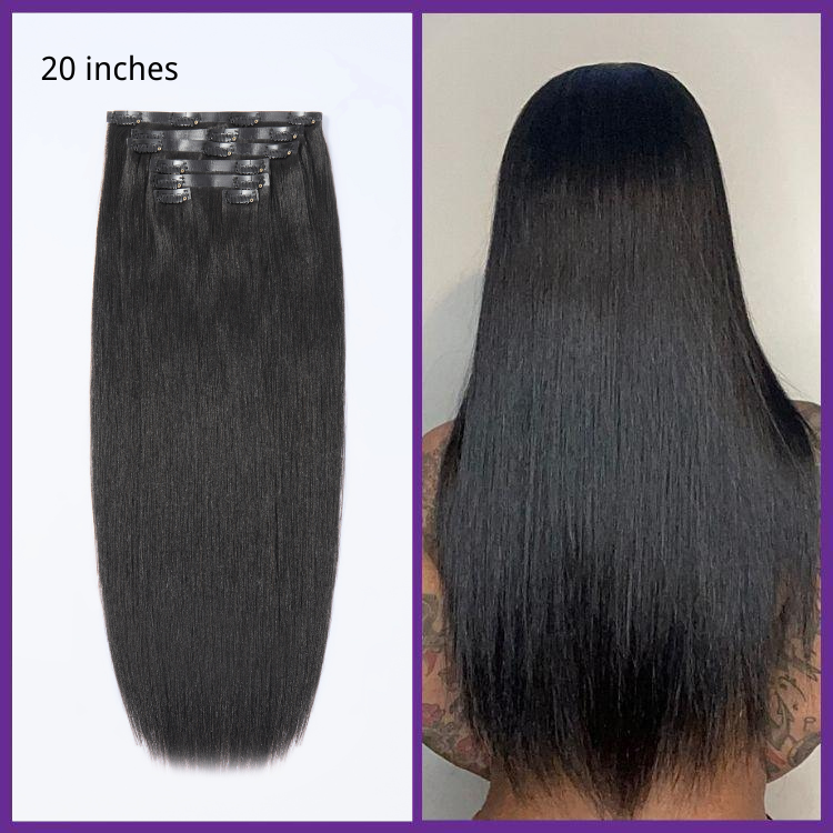 Ultra Natural Seamless Yaki Straight Clip in Extensions Human Hair with Free Gift - Limited Offer