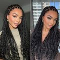 48H Delivery | Flexi-Fit Invisi Drawstring Cap Full Lace Knotless Boho Curls Braided Long Wig Super Natural Scalp -US ONLY