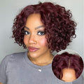 Trendy Burgundy Curly Bob Glueless Minimalist HD Lace T Part 99J Hair Color Wig 100% Human Hair
