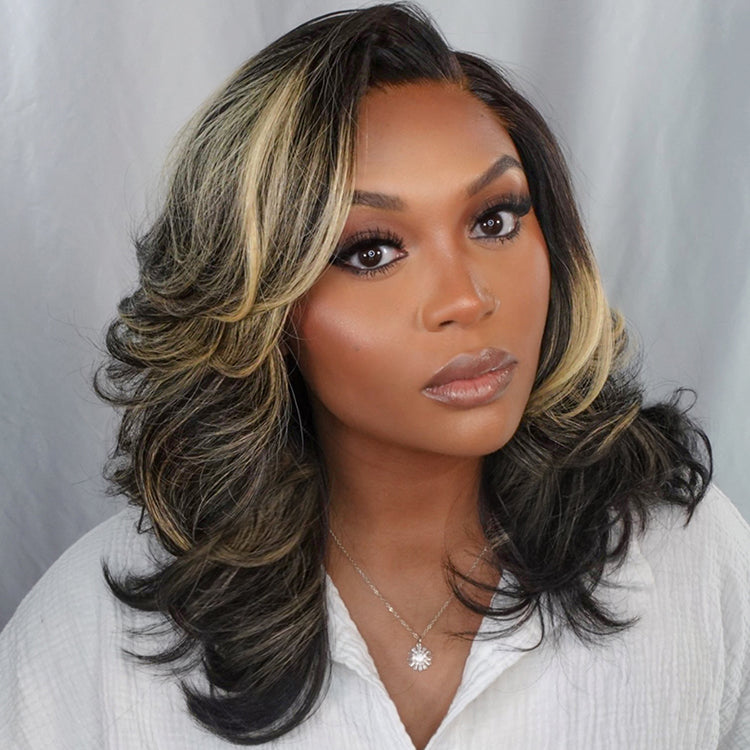 New Customers Only | Effortlessly Chic Layered Haircut Wavy Glueless HD Minimalist Lace Short Wig