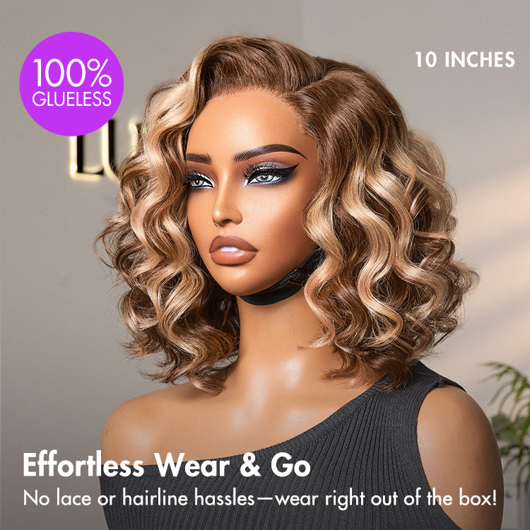 VIP DAY ONLY | 10 Inches Ash Blonde Highlight Loose Wave Glueless Minimalist HD Lace Wig Pre-Cut Lace - US Only