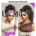 New Customers Only | Black / Brown Highlight Deep Wave Headband Wig (Get Free Trendy Headbands)
