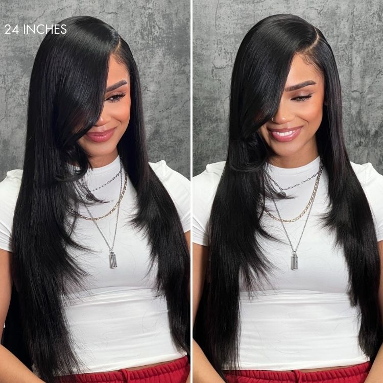 Crazy Wednesday | Luvme All-Day Comfort™ Wig Layered Light Yaki Straight / Loose Body Wave Glueless 7x6 Closure HD Lace Human Hair Wig Pre-Cut Lace
