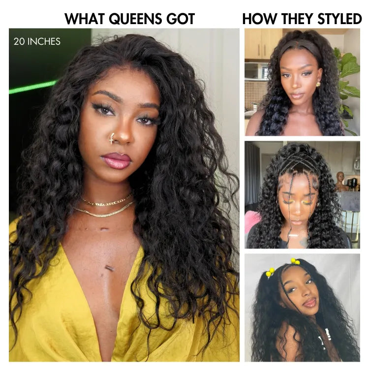 180% Density Water Wave 13x4 HD Lace Front Free Part Glueless Human Hair Wig Pre Cut Lace