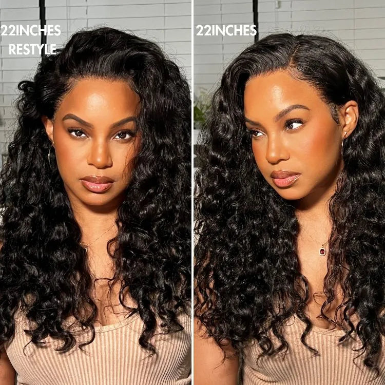 180% Density Water Wave 13x4 HD Lace Front Free Part Glueless Human Hair Wig Pre Cut Lace