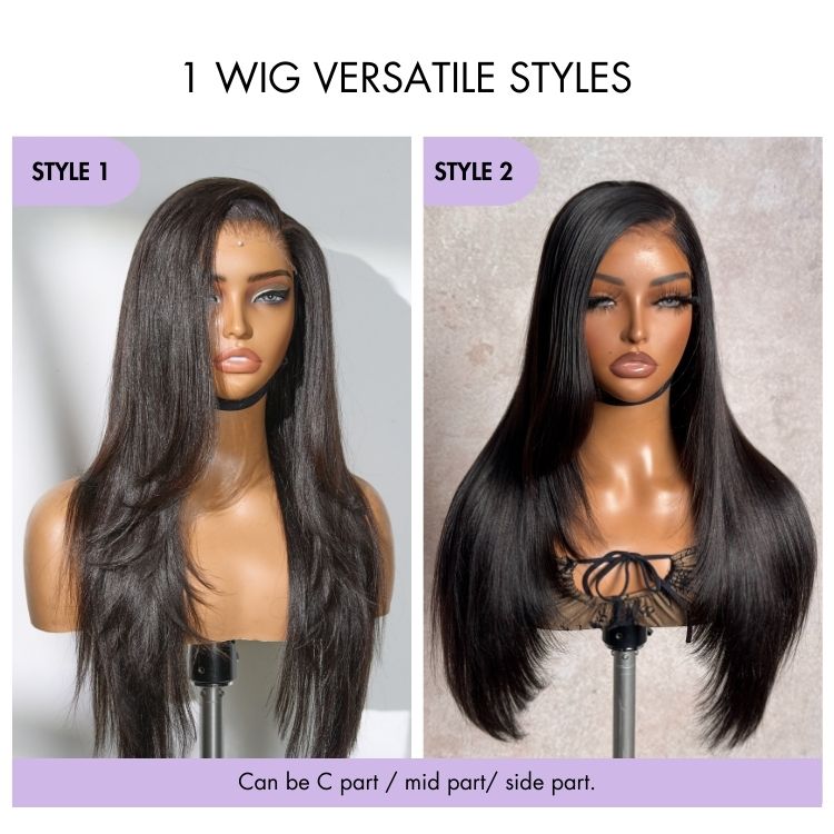 New Customers Only | Luvme All-Day Comfort™ Wig Layered Light Yaki Straight / Loose Body Wave Glueless 7x6 Closure HD Lace Human Hair Wig Pre-Cut Lace