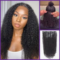 New Customers Only | Kinky Curly Invisible Edge Seamless Clip in Extensions Human Hair with Free Gift