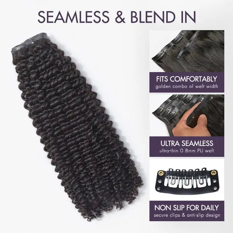 Exclusive Sale | Kinky Curly Clip in Hair Extensions 135g (7pcs/9pcs) with Free Gift
