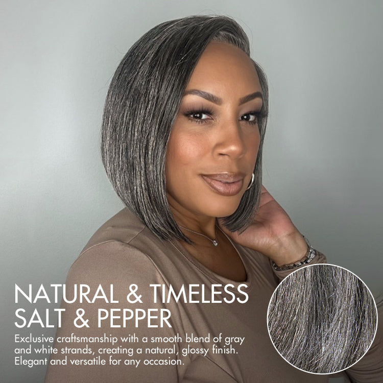 New Customers Only | AiryFit™ Scalp Care Wigs -Salt and Pepper Glueless Minimalist HD Lace Bob Wig Pre-Cut Lace - US Only