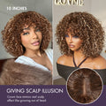 Weekly Special | Beginner Friendly Ash Blonde Highlights Water Wave True Scalp Minimalist Lace Glueless Curly Wig with Bangs