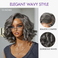 New Customers Only | Boss Vibe Salt & Pepper Layered Bob / Body Wave Glueless Pre-Cut Minimalist Lace Grey Wig