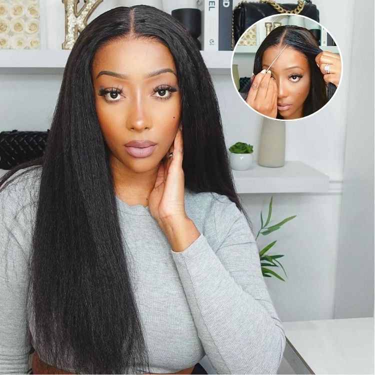 Luvme Hair Yaki Straight 5x5 Closure HD Lace Glueless Long Wig Pre-Cut Lace | Large & Small Cap Size