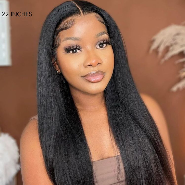 Luvme Hair Yaki Straight 5x5 Closure HD Lace Glueless Long Wig Pre-Cut Lace | Large & Small Cap Size
