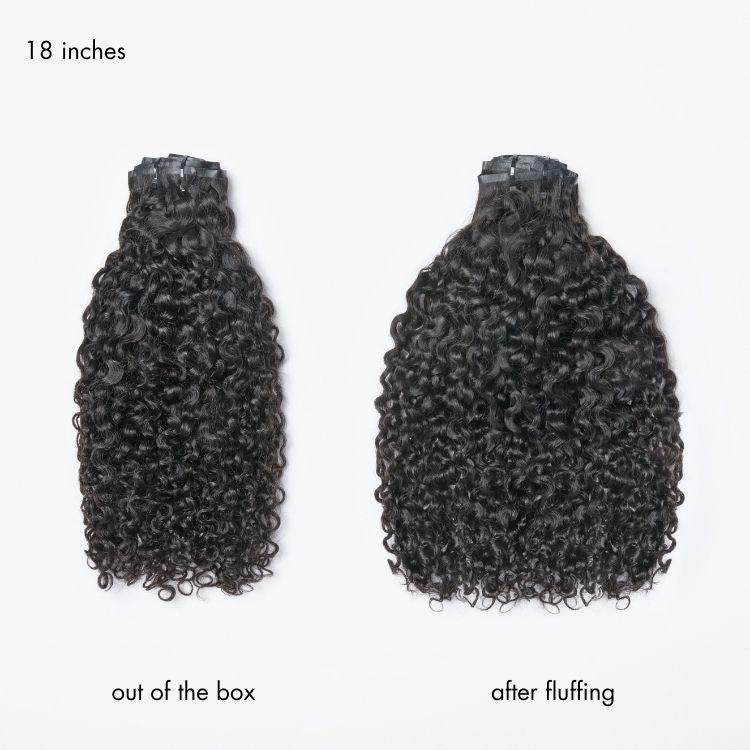 New Customers Only | Messy Burmese Curly Invisible Edge Seamless Clip in Extensions Human Hair with Free Gift