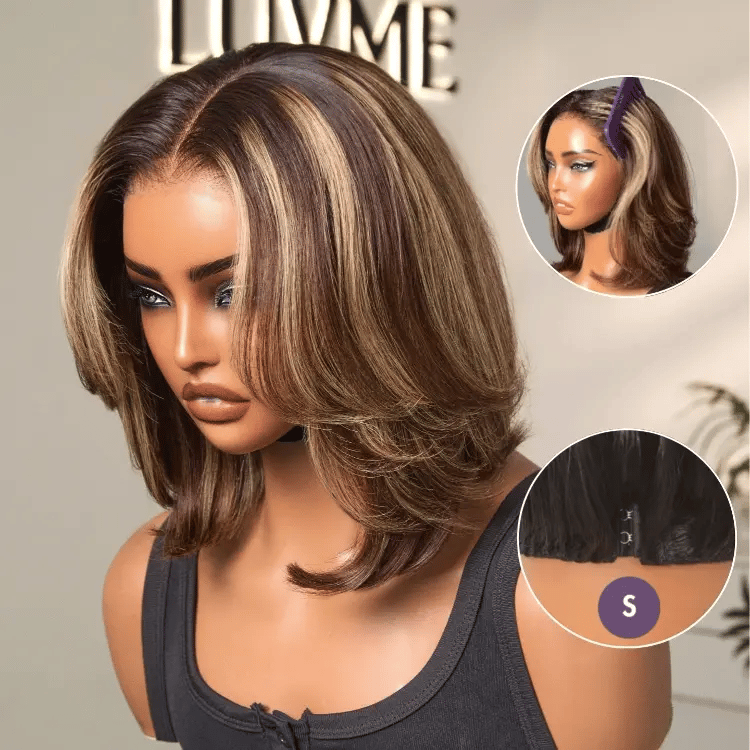 Weekly Special | Blonde Highlight Short Layered Bob Wig Glueless 5x5 Closure Pre-Cut Lace Wig All Head Sizes Fit Cap