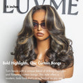 VIP DAY ONLY | 16 Inches Curtain Bangs Blonde Highlight Loose Wave Glueless 5x5 Closure Pre-Cut Lace Wig All Head Sizes Fit Cap  -US Only
