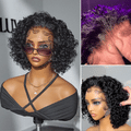 Crazy Wednesday | Brown Highlight / Jet Black Short Cut Slicked Back Curly Ear-to-ear Wide T Lace Wig