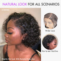 Crazy Wednesday | Brown Highlight / Jet Black Short Cut Slicked Back Curly Ear-to-ear Wide T Lace Wig
