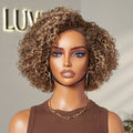 Beginner Friendly Ash Blonde Highlight Short Kinky Curly Wig Glueless Minimalist HD Lace Wig Pre-Cut Lace
