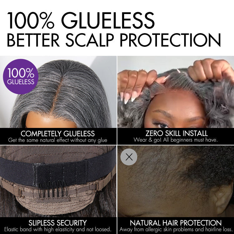 Crazy Wednesday | Salt and Pepper Straight Glueless Minimalist HD Lace T Part Grey Wig Pre-Cut Lace
