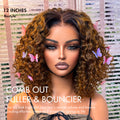 Brown Highlight / Natural Black / Blonde Highlight Deep Curly Glueless 5x5 Closure Pre-Cut Lace Wig Breathable Cap