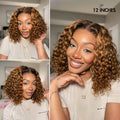 Crazy Wednesday | Brown Highlight / Natural Black / Blonde Highlight Deep Curly Glueless 5x5 Closure Pre-Cut Lace Wig Breathable Cap