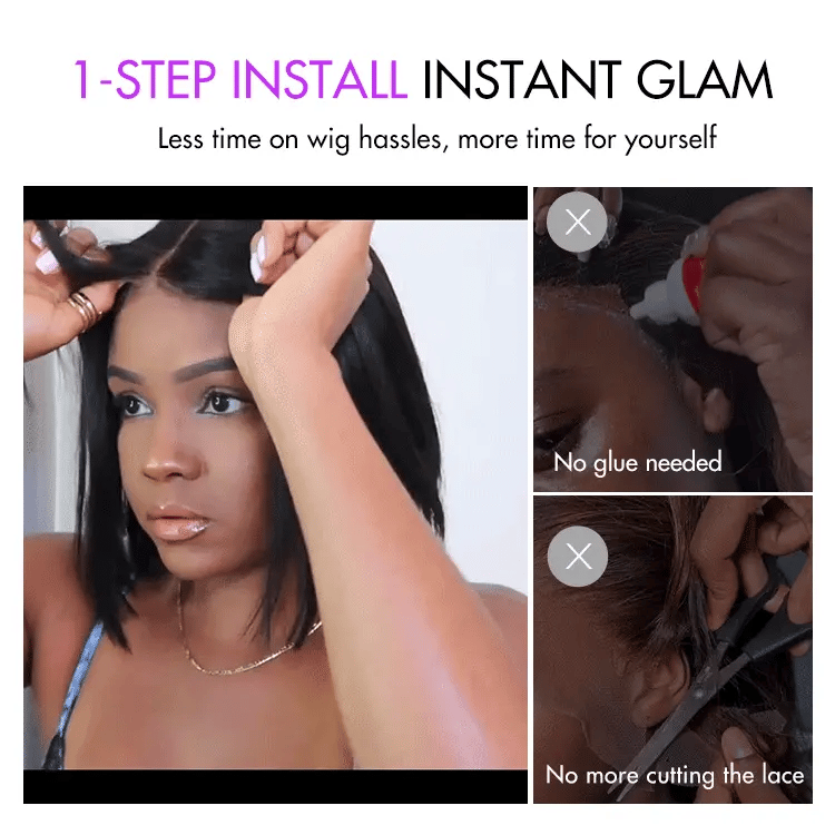 New Customers Only | PreMax Wigs | Silky Blunt Cut Glueless 2x6 / 5x5 Closure Lace Shoulder Length Bob Wig Pre Plucked & Bleached