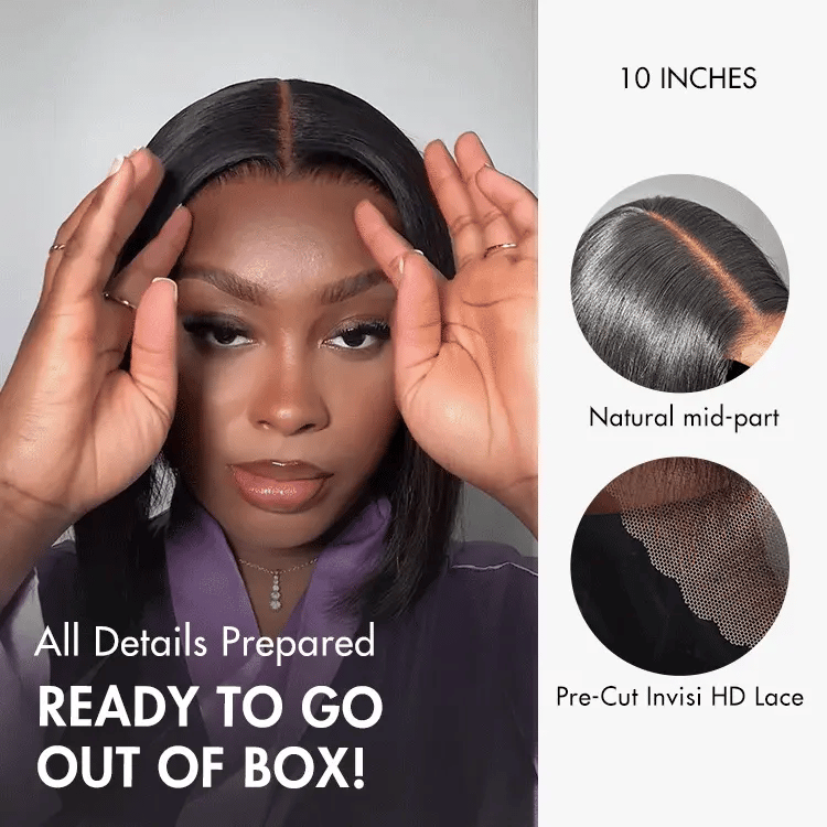 New Customers Only | PreMax Wigs | Silky Blunt Cut Glueless 2x6 / 5x5 Closure Lace Shoulder Length Bob Wig Pre Plucked & Bleached